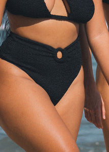 Amalfi High-Rise Bikini Bottom | Black