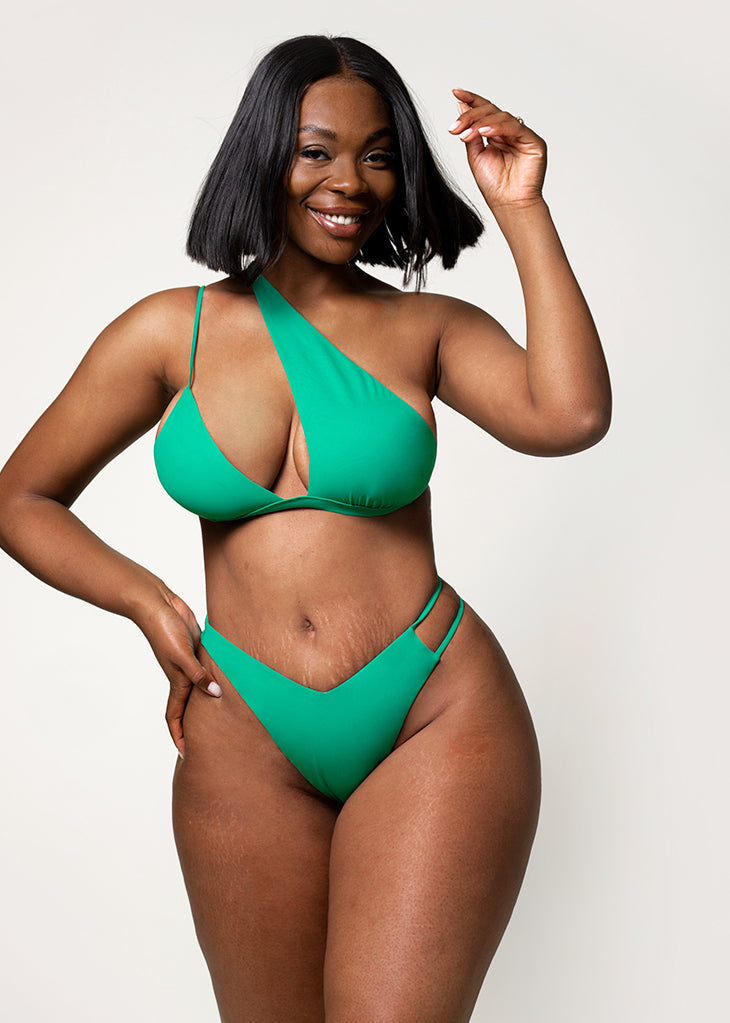 Alicante Asymmetric Bikini Top | Green
