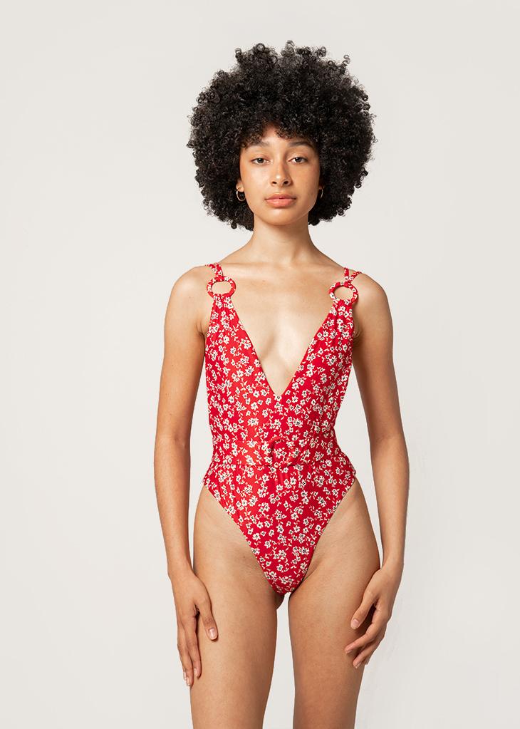 Kythira Low-Back Swimsuit | Red
